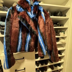 Diane Von Furstenberg Brown and Blue Teddy Jacket